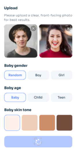 select customize options of ai ease free baby generator