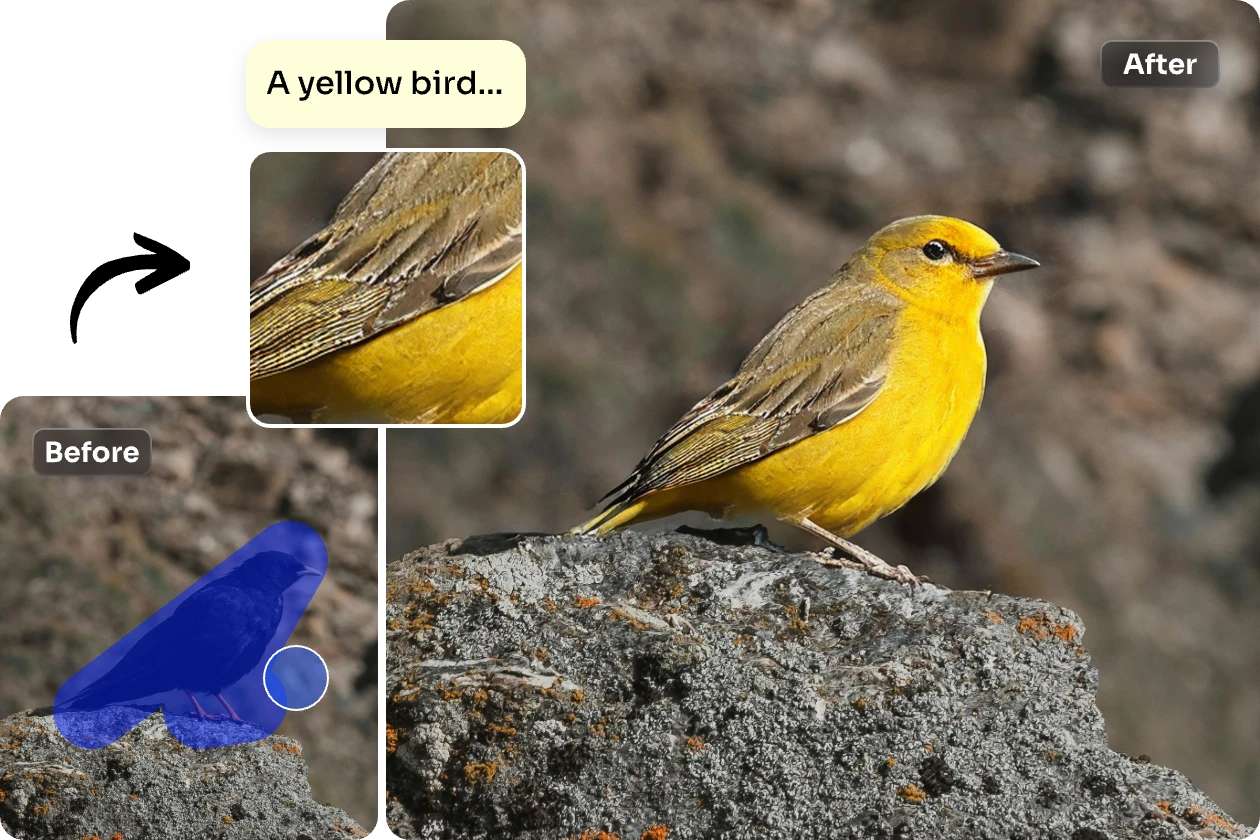 transform a black bird into a yellow bird with a prompt