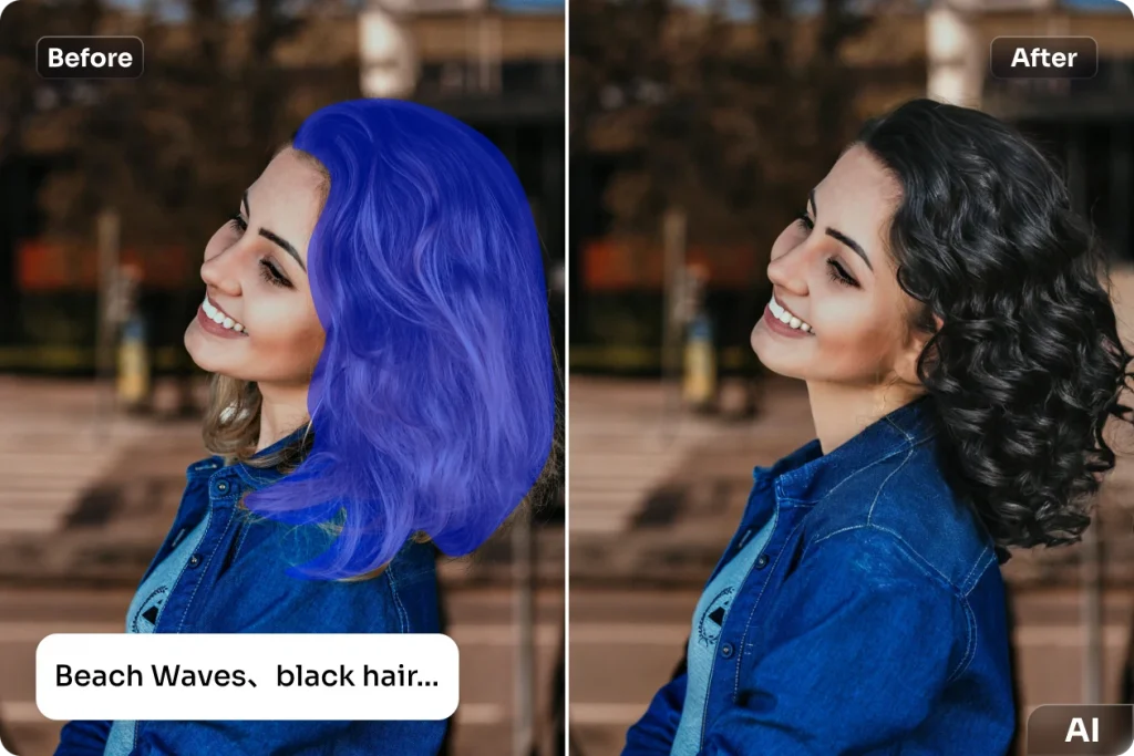 try on curly black hair color with AI Ease virtual try on tool