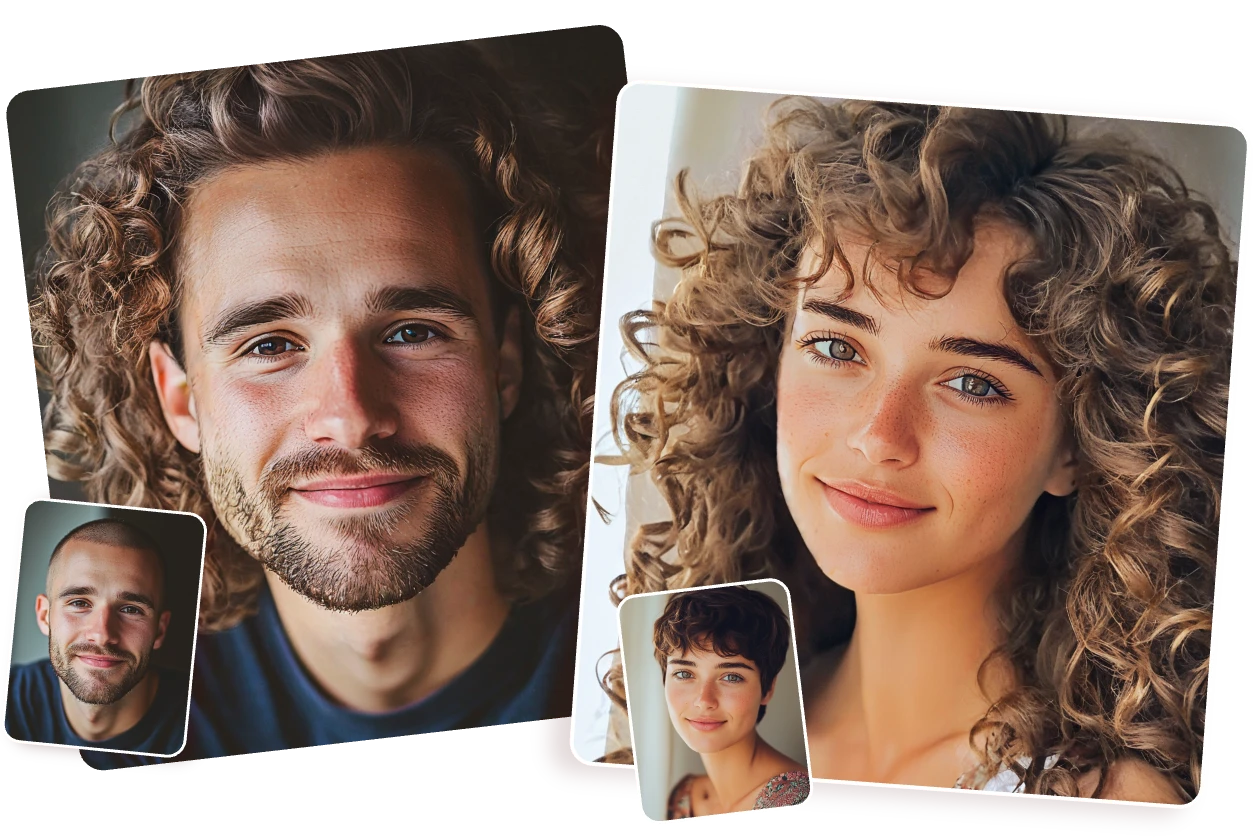 turn a man and womans hair into curly hair in aiease