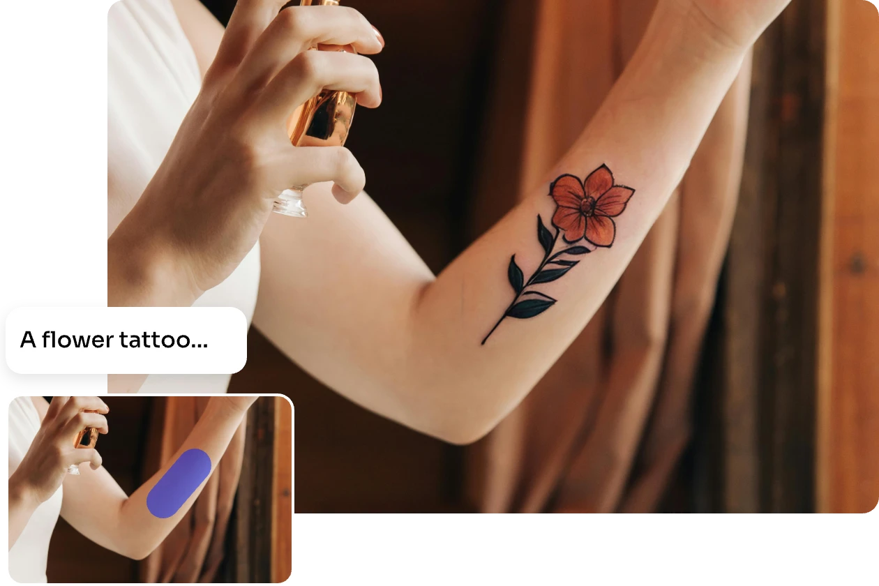 virtual try on a flower tattoo with a prompt