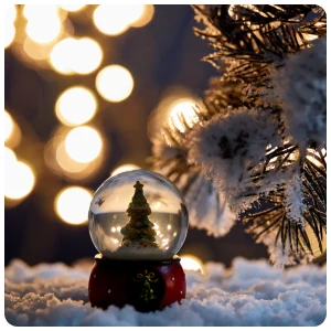 a crystal ball on snow ground background image