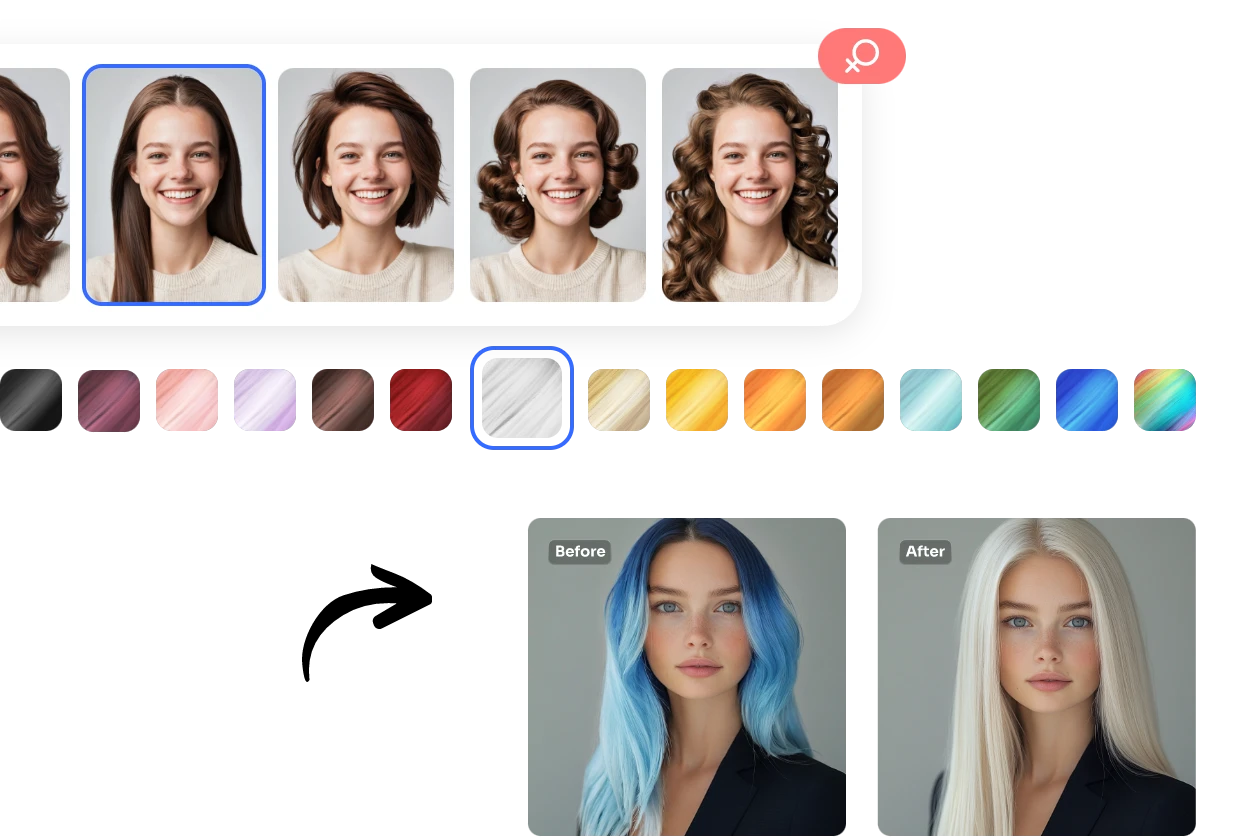 change female hairstyle and color using AI Ease for free