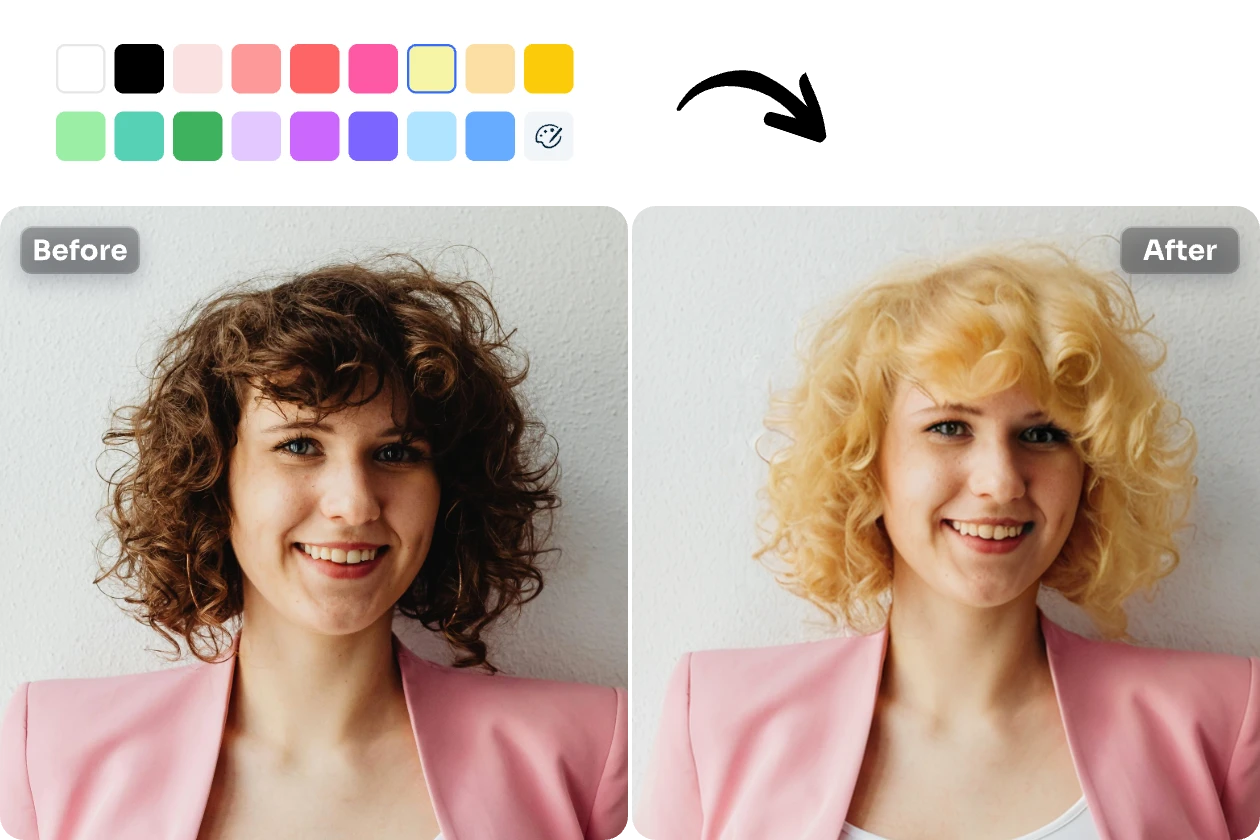 change the woman hair color to blonde in seconds with ai