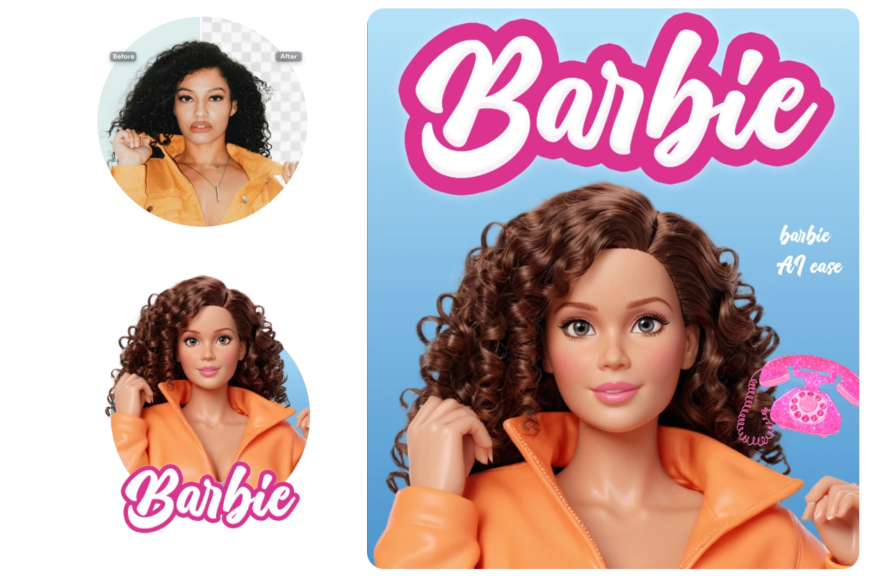 create barbie style stickers and posters by converting portrait into barbie image