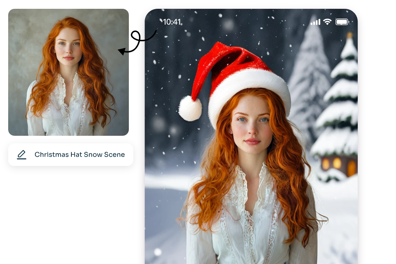 customize the ai christmas background by entering text and set as phone screen