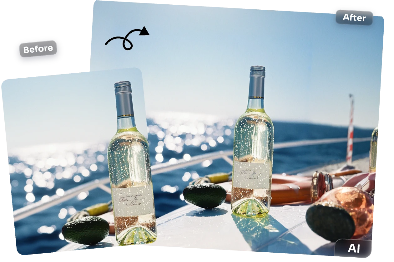 extend a wine bottle on a cruise image with ai ease free image extender