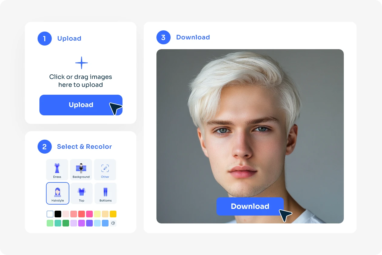 how to change hair color into white in AI Ease