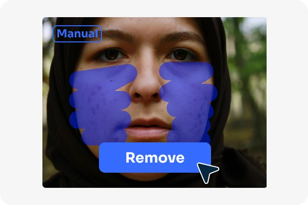 mark and remove blemishes on the female face using AI Ease