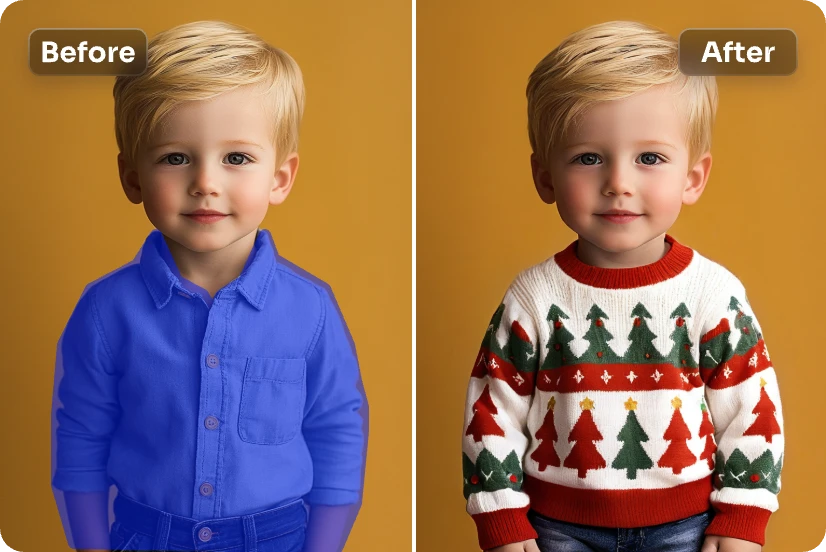 replace the little boy clothes with a lovely christmas sweater