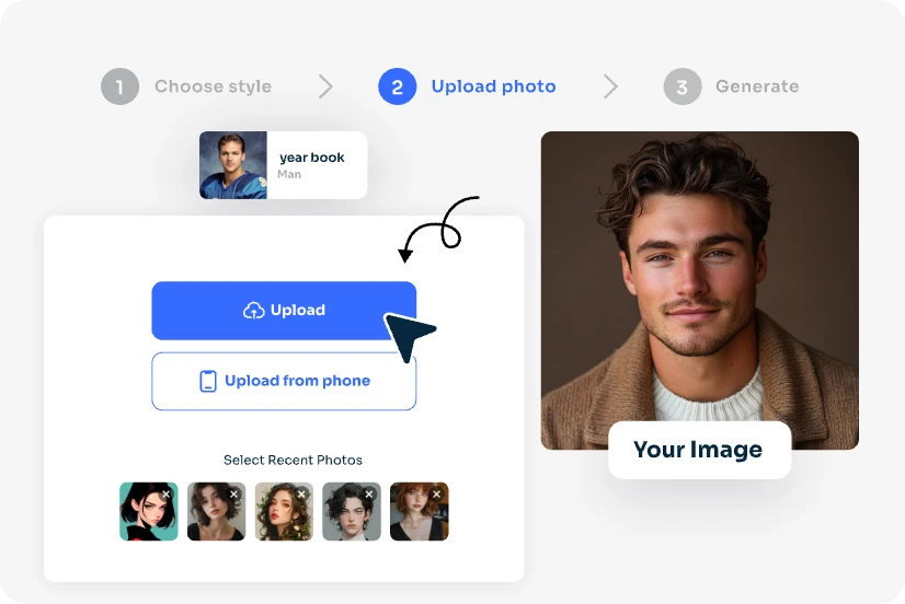 upload a man portrait to aiease ai yearbook generator