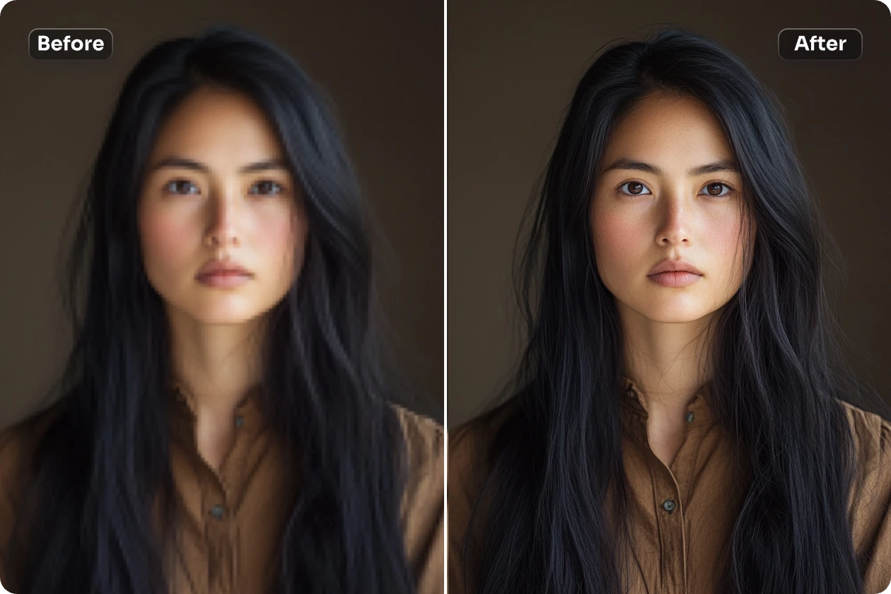 upscale a female portrait to 4k with ai ease general upscale mode