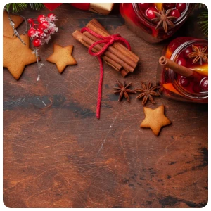 warm christmas background with star shape cookies