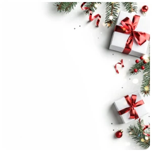 white christmas background with gift boxes