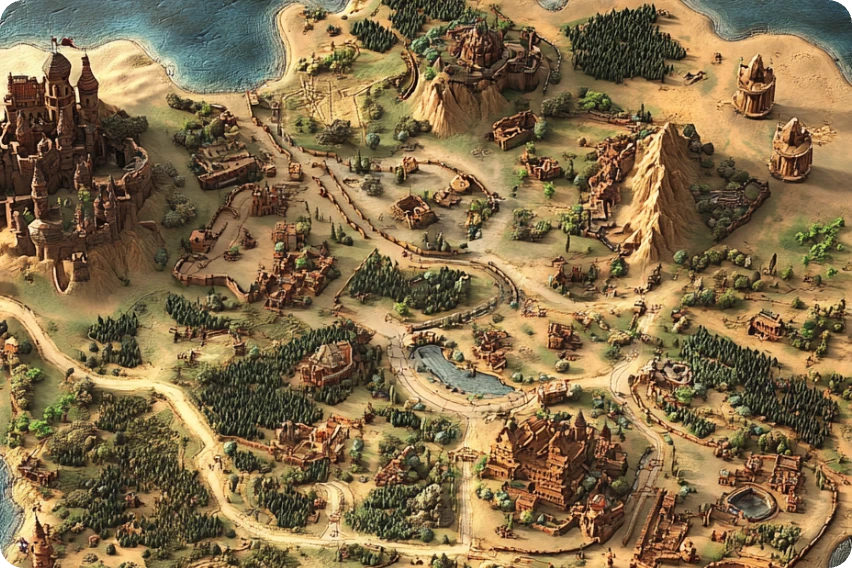 a 3d effect fantasy map made by aiease fantasy map generator