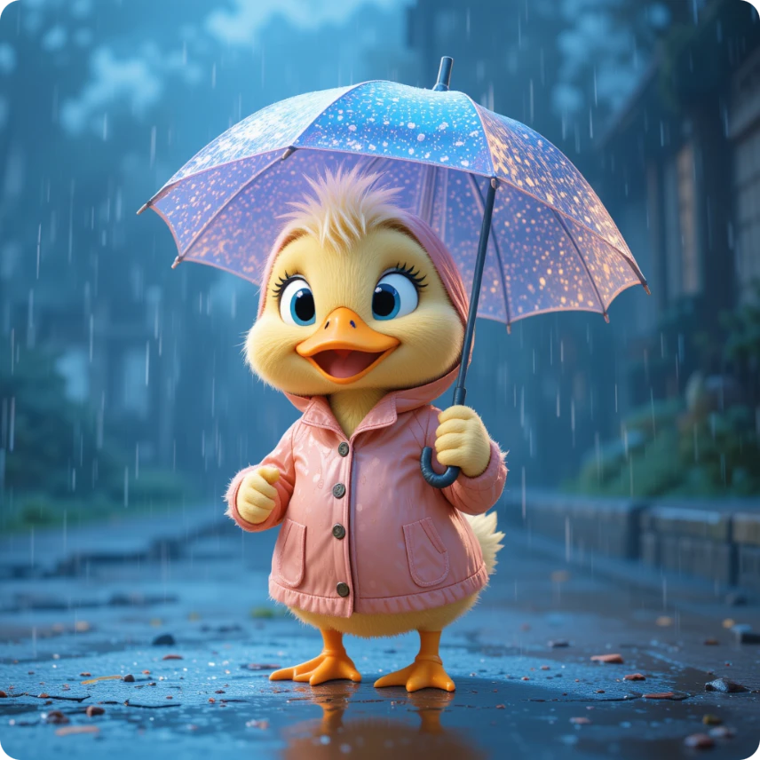 a cute yellow duck of 3d effect