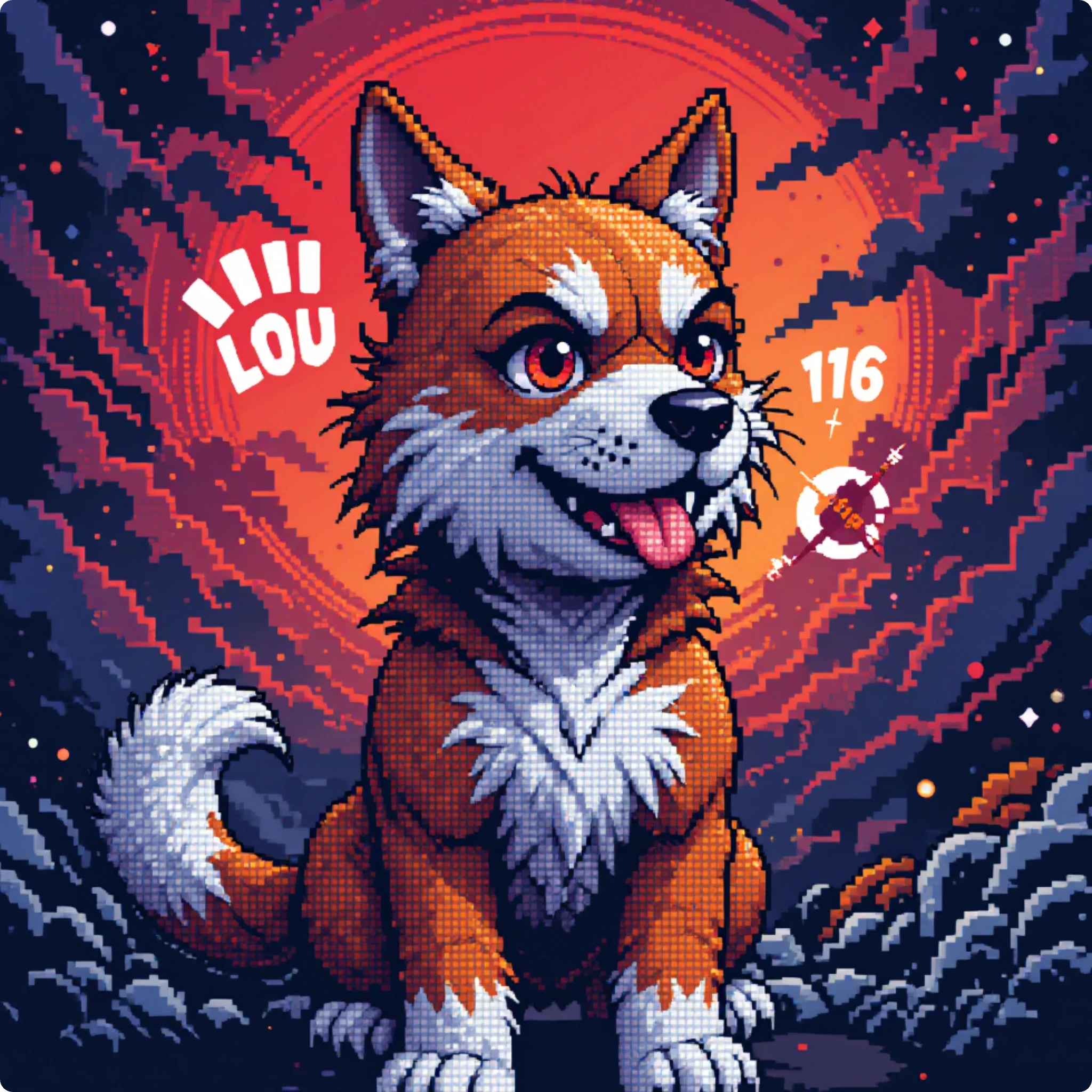 a fox in pixel style