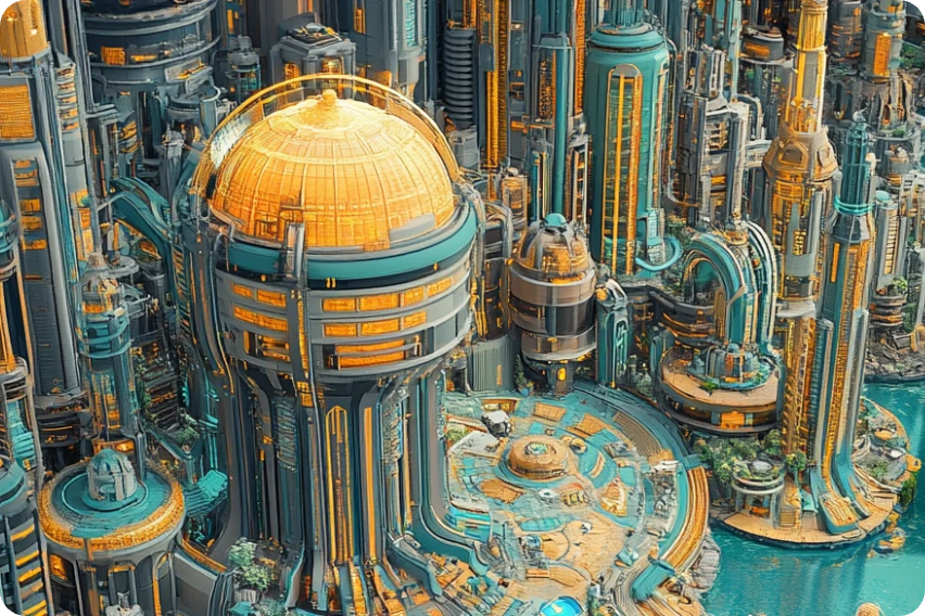 a futuristic city fantasy map made by aiease fantasy map maker