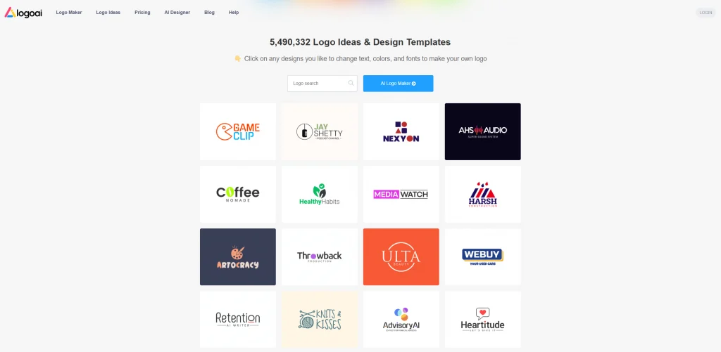 a screenshot of logoai logo maker tool