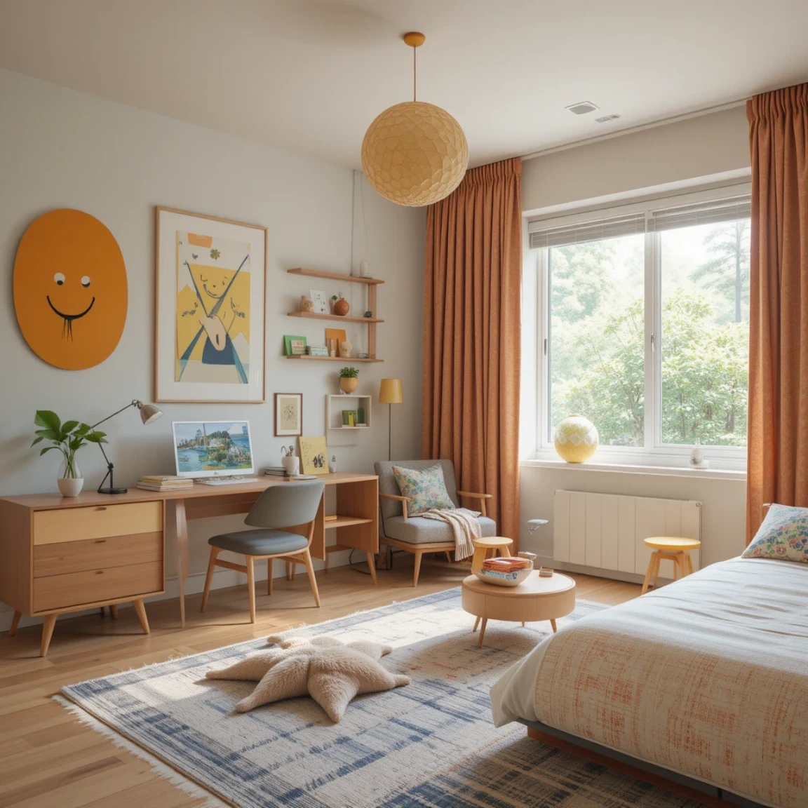 ai generated Mid-century modern children's room