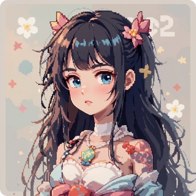 ai generated cute anime girl in pixel art style