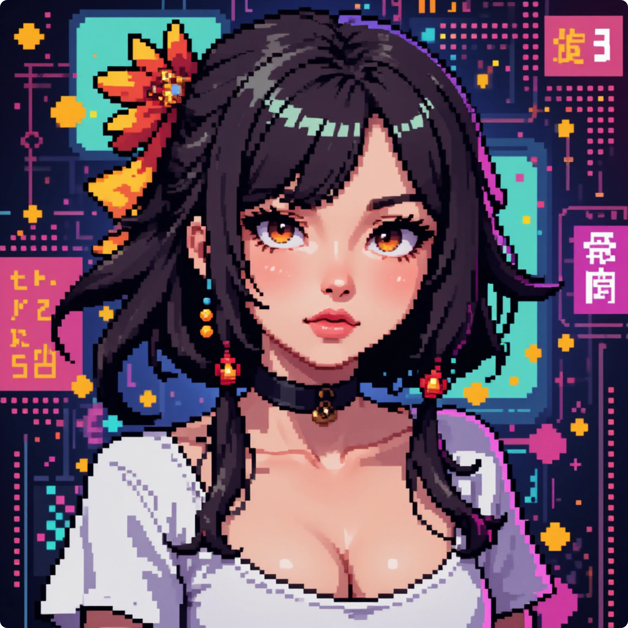 an anime girl in pixel art style