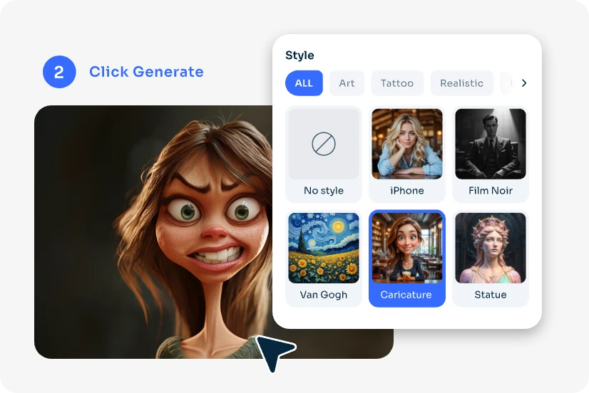 choose a caricature style in aiease