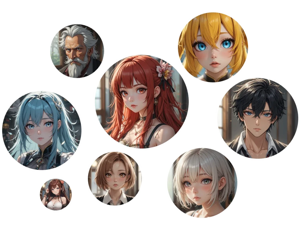 create a set of anime icons for creative projects