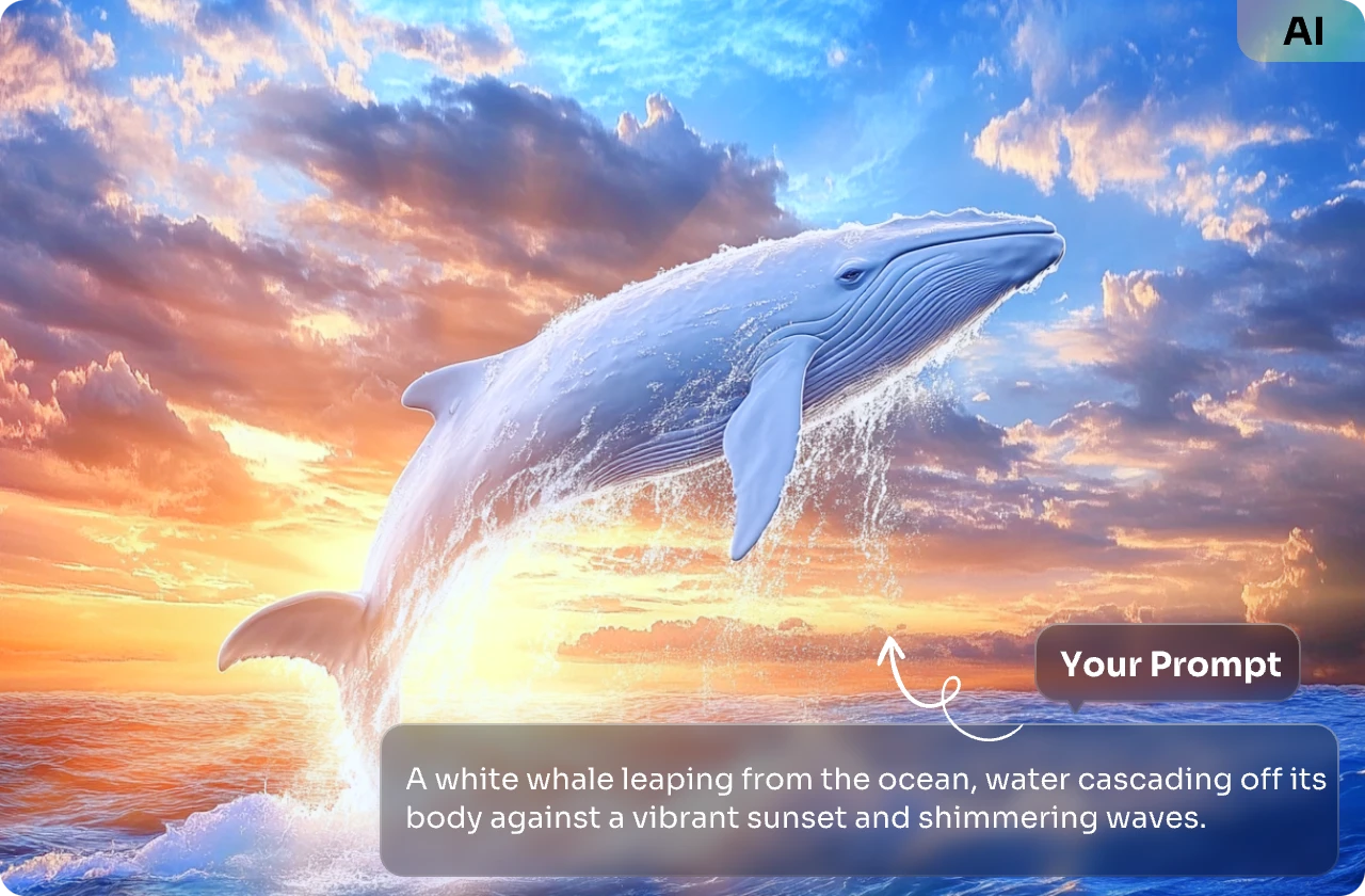 create a whale jumping from the ocean image from text with ai ease free ai landscape generator