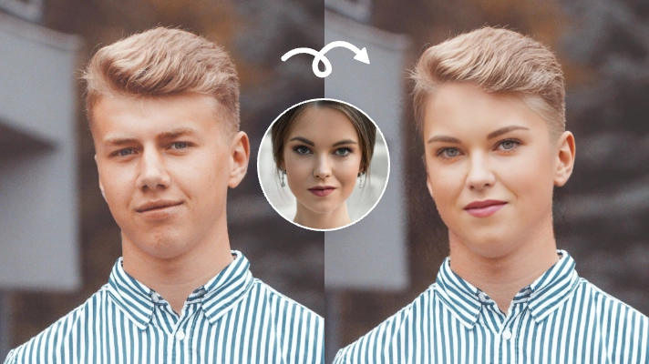 swap female face with a male using AI Ease's free AI face swapper