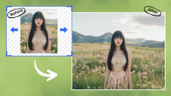 extend female portrait into another size using AI Ease's free AI image extender