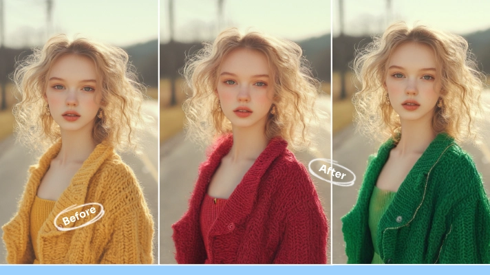 use AI Ease's free AI color changer to recolor female clothes