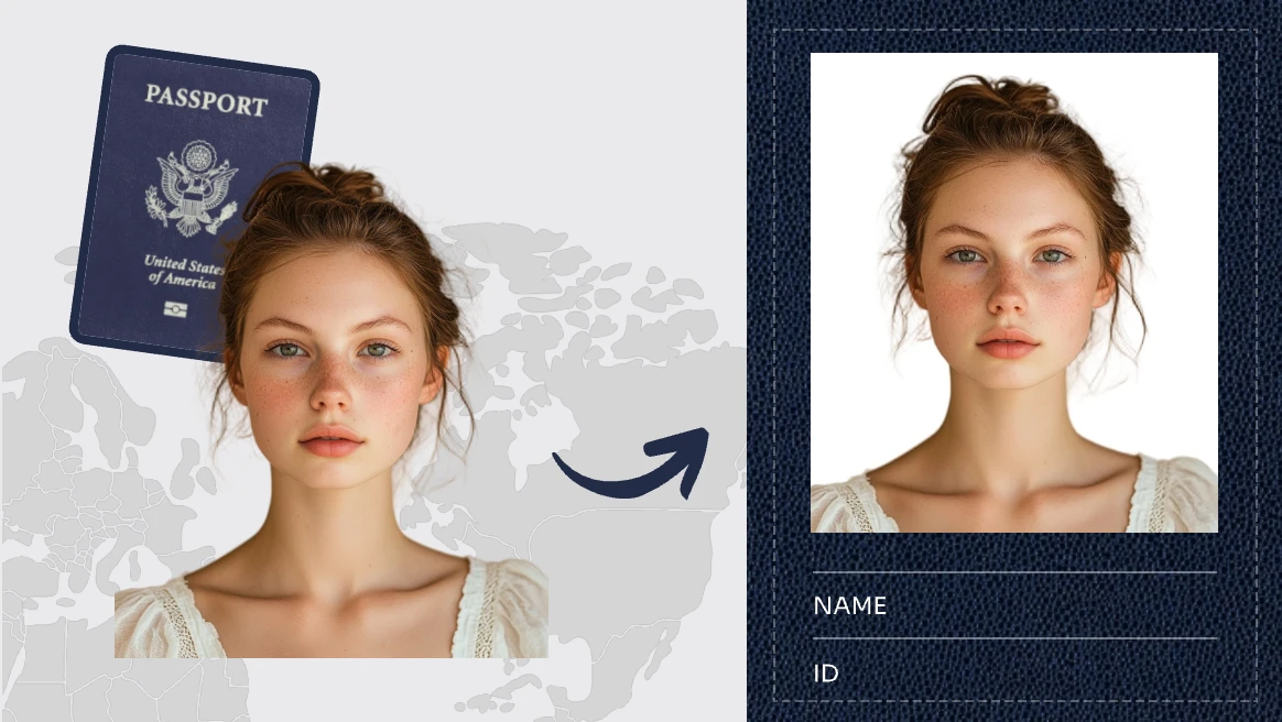 make female standard passport photo using AI Ease