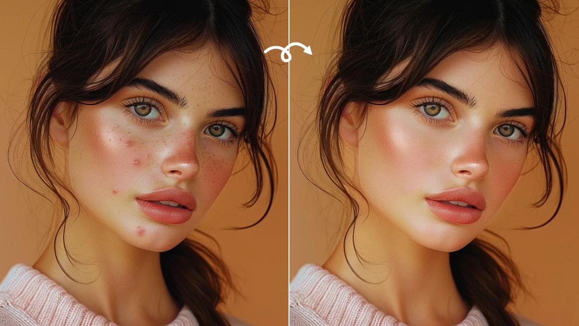 retouch female face skin in AI Ease