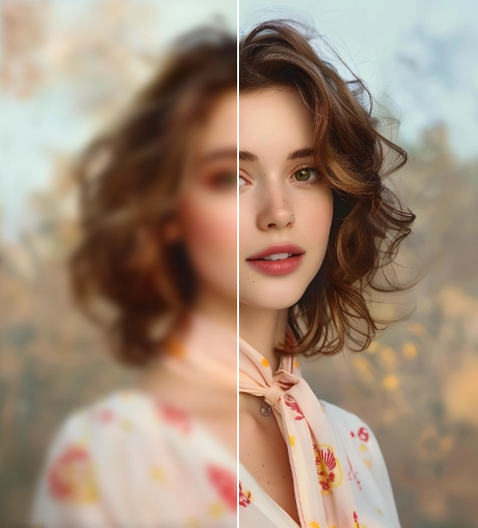 enhance the female image quality using AI Ease online photo enhancer