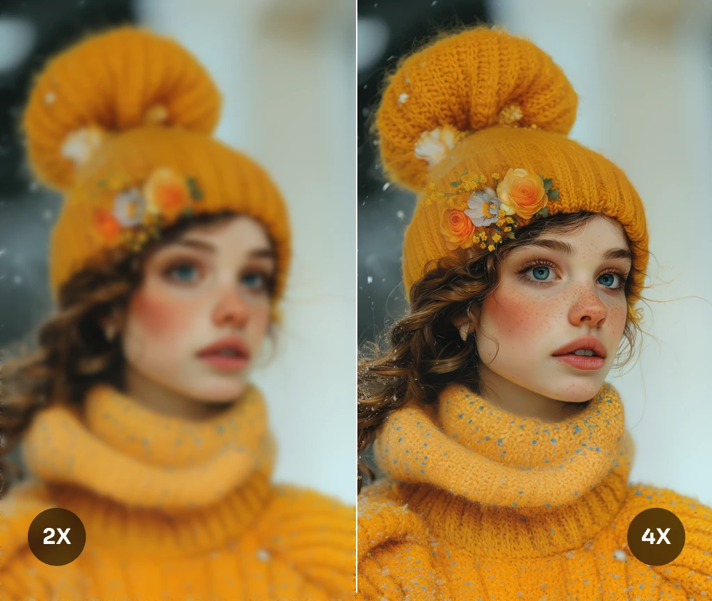 enhance female portrait quality using AI Ease