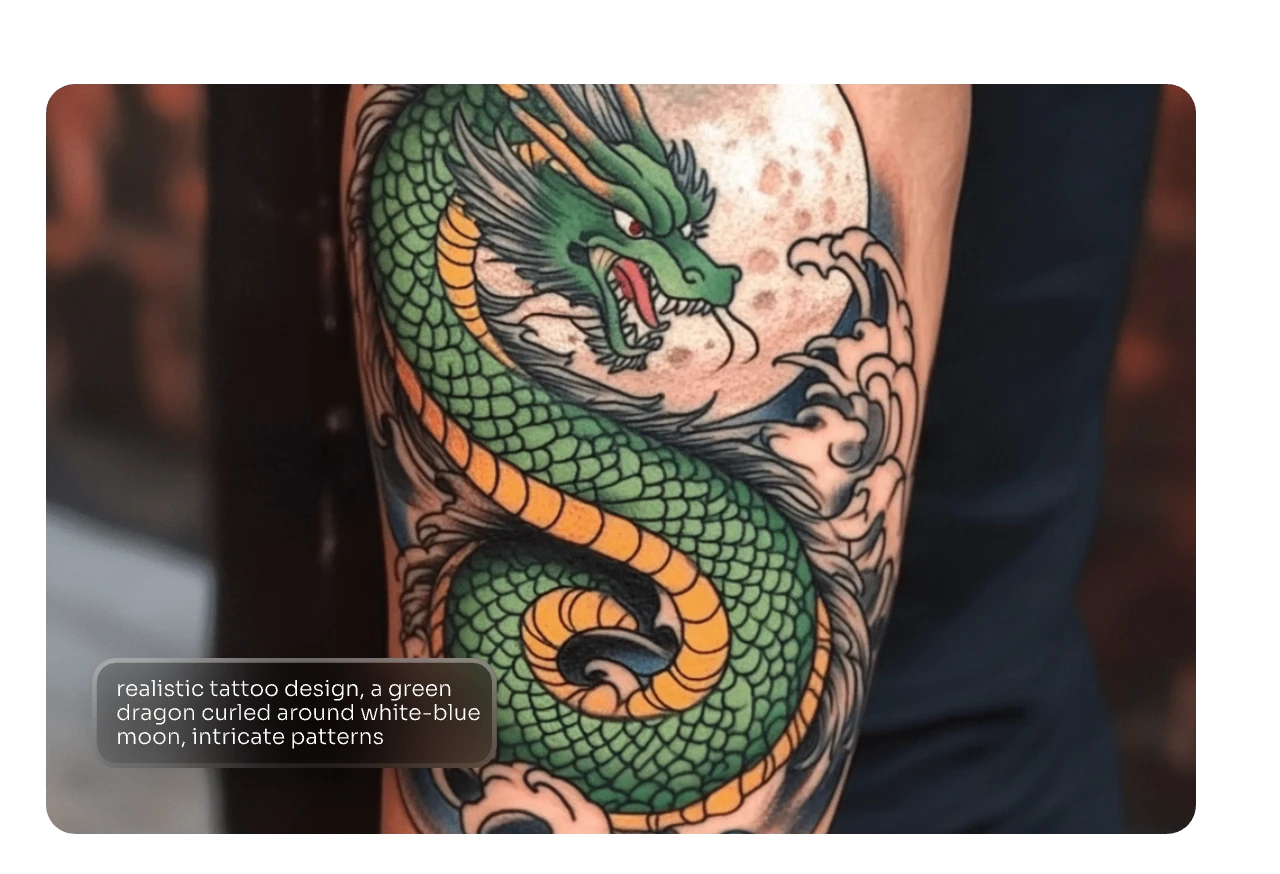 enter prompts to generate a dragon tattoo for a man's arm