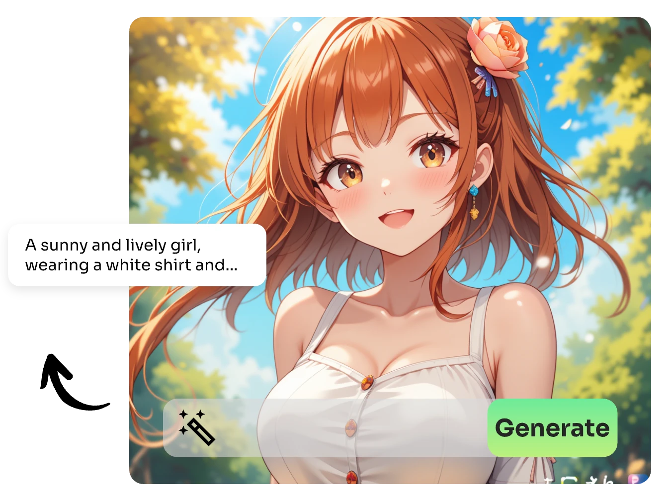 enter text prompts to generate an anime girl with ai