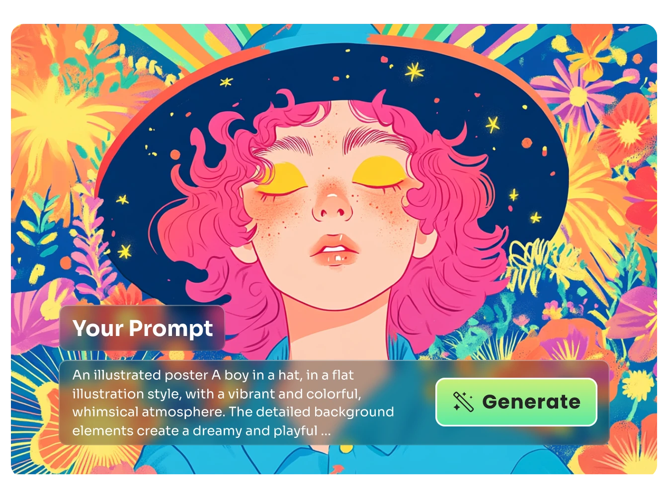 generate a colorful flat illustration from prompt using AI Ease