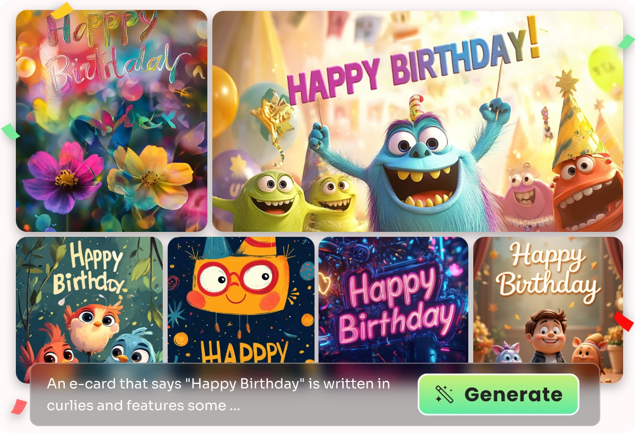 generate birthday images from prompt using AI Ease