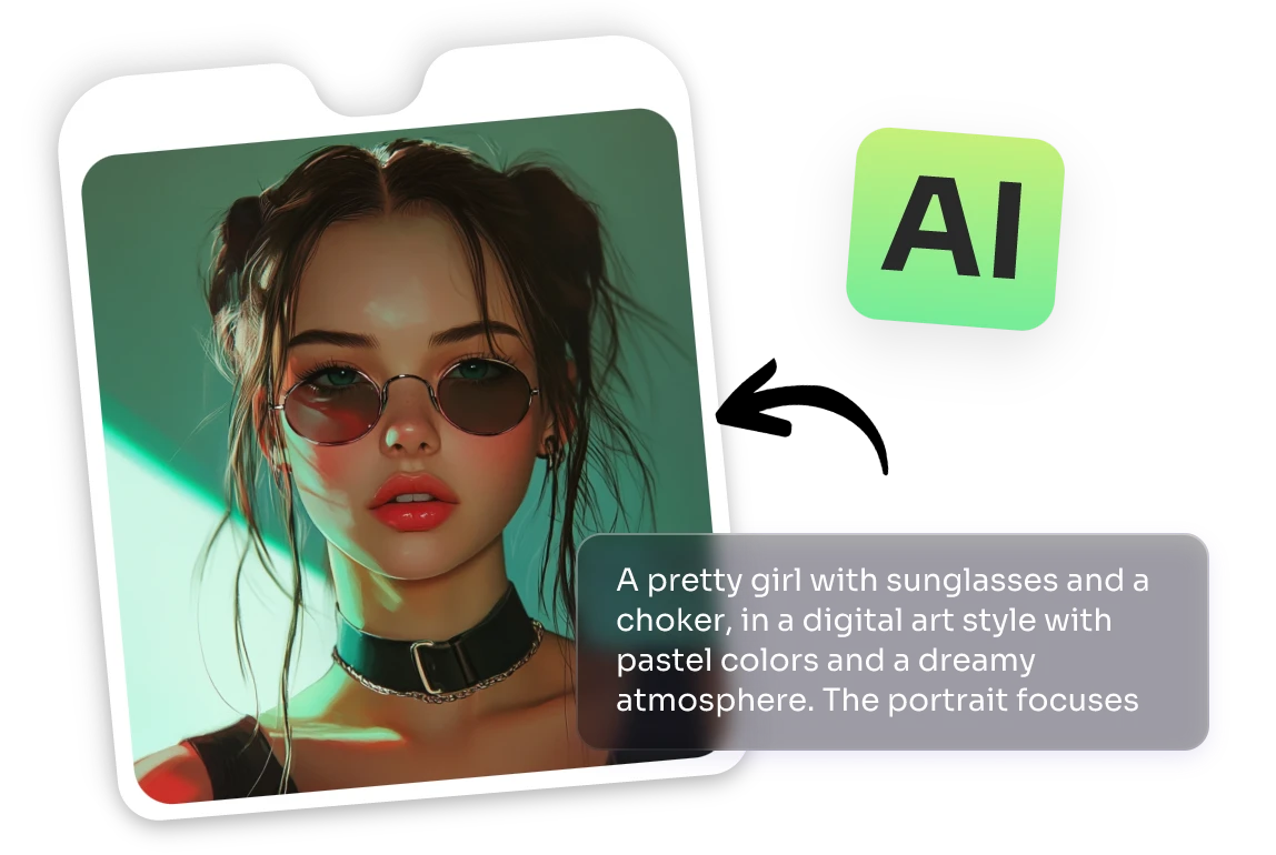 generate female AI portrait from text prompt in AI Ease