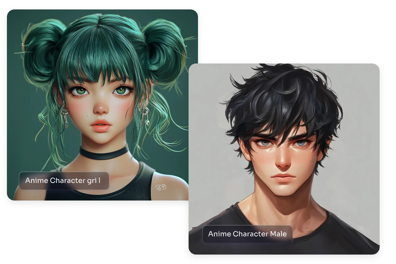 generate male and female vtuber characters in anime style