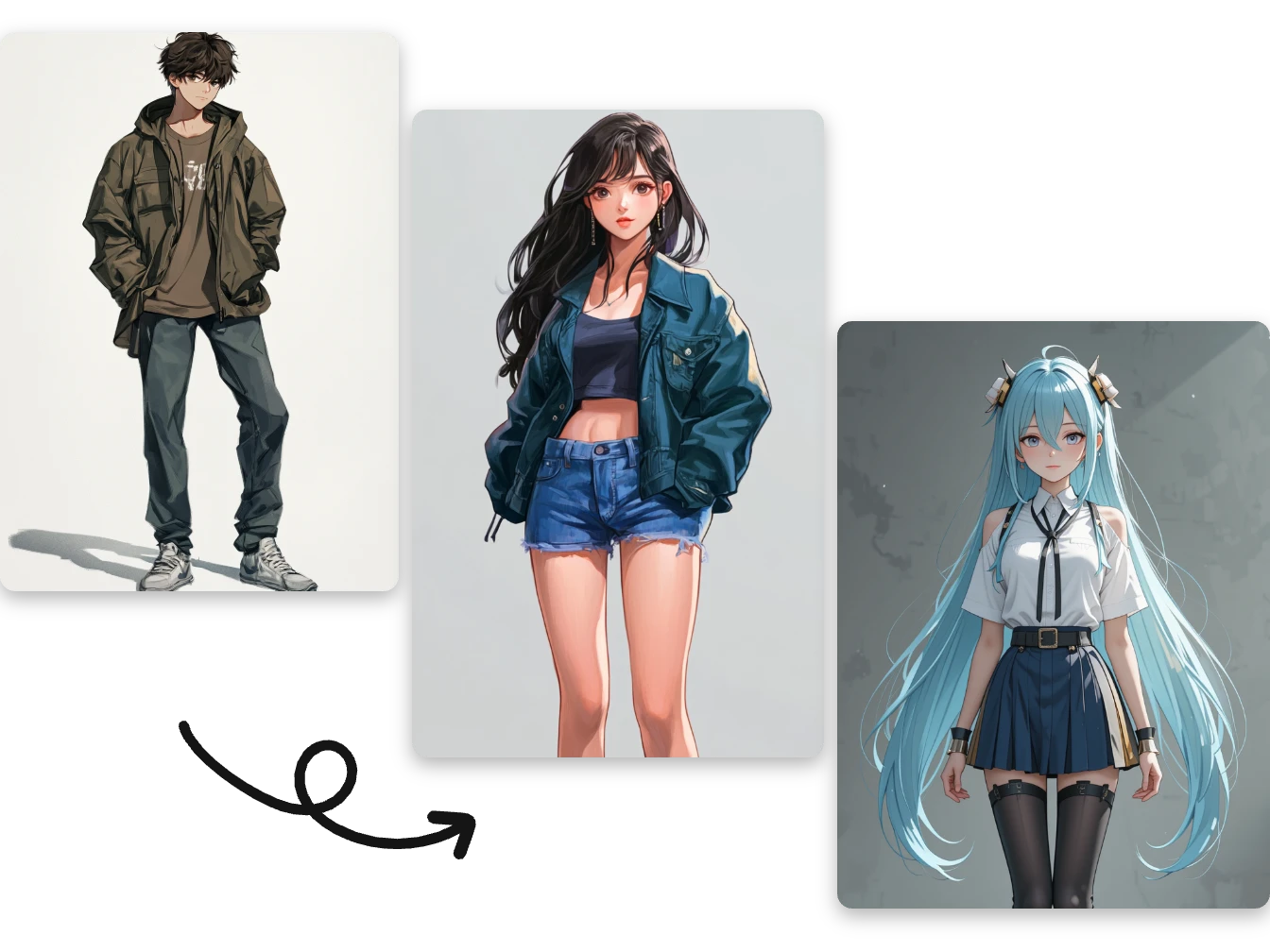 generate three full-body vtuber models in seconds