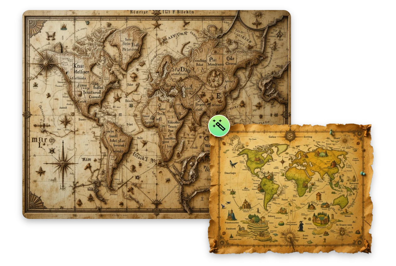 generate two images of fantasy maps with ai ease free fantasy world generator