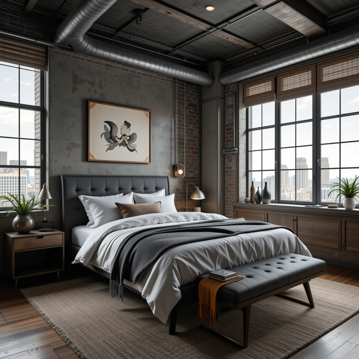 industrial bedroom generated by ai ease free ai interior designer