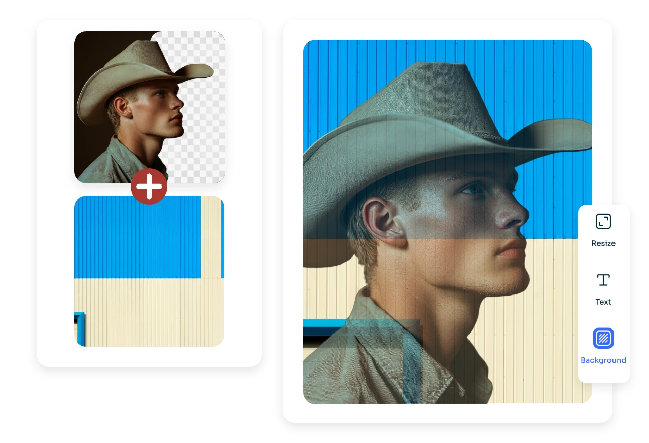 overlay a portrait image and a background image with ai ease free image overlay tool