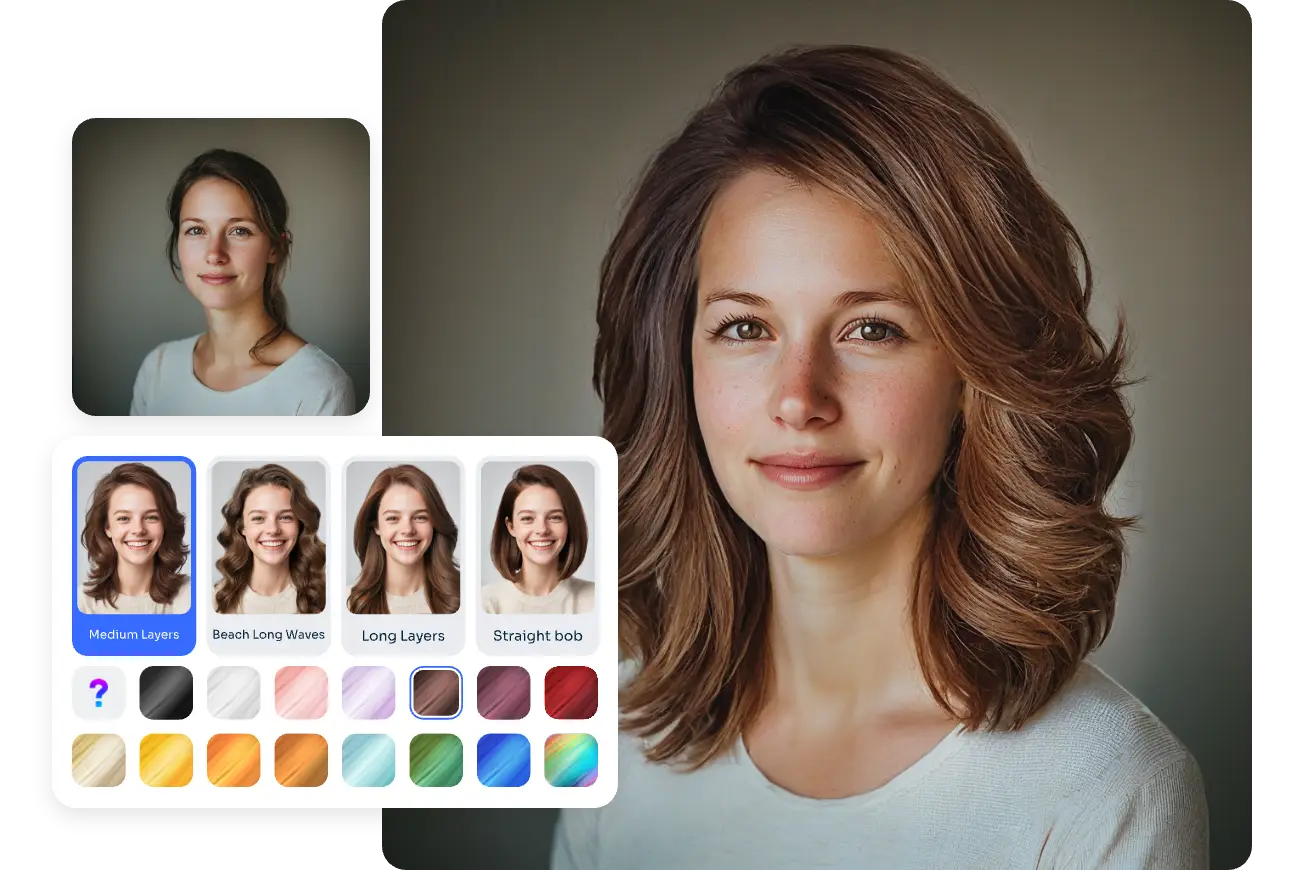 choose from AI hairstyle templates and change hairstyle into wavy bob haircut in AI Ease