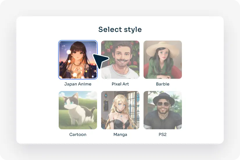 choose japan anime filter from ai ease ai filters