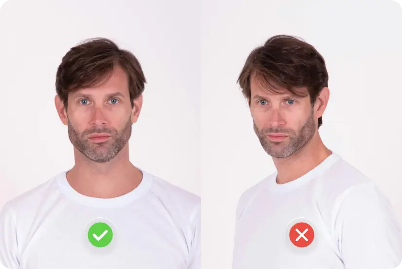 correct and incorrect pose of taking passport photo