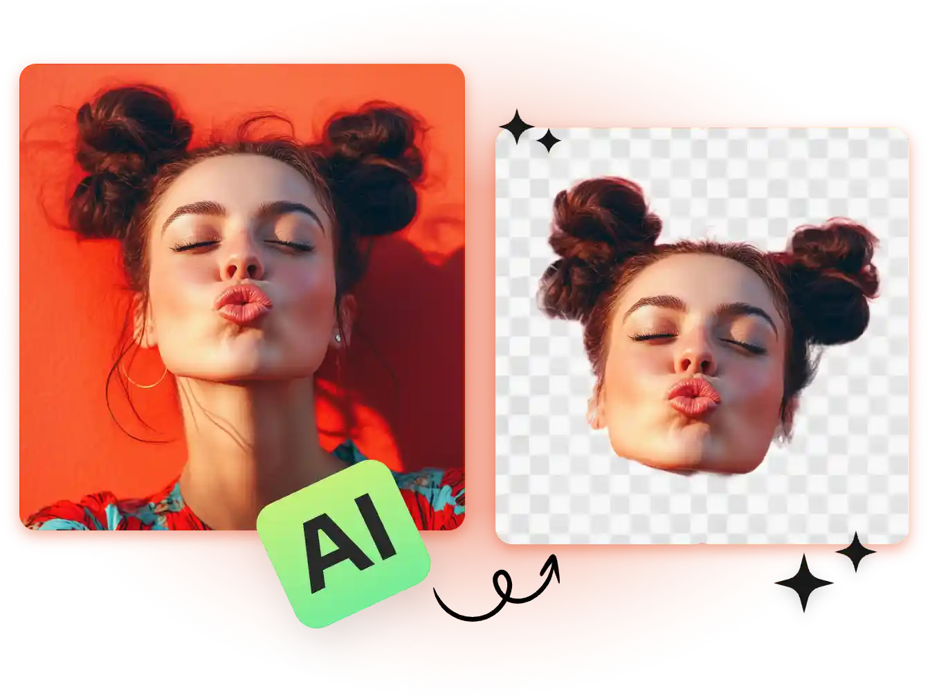 cut out a girl face with ai in aiease face cutout tool